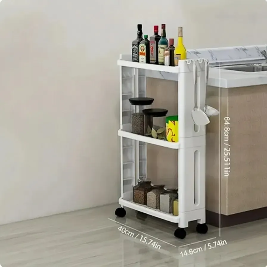 Стойки 1PC Slim Storage Cart, стойка для хранения зазоров с колесами с колесами, многослойный белый подвижный швей