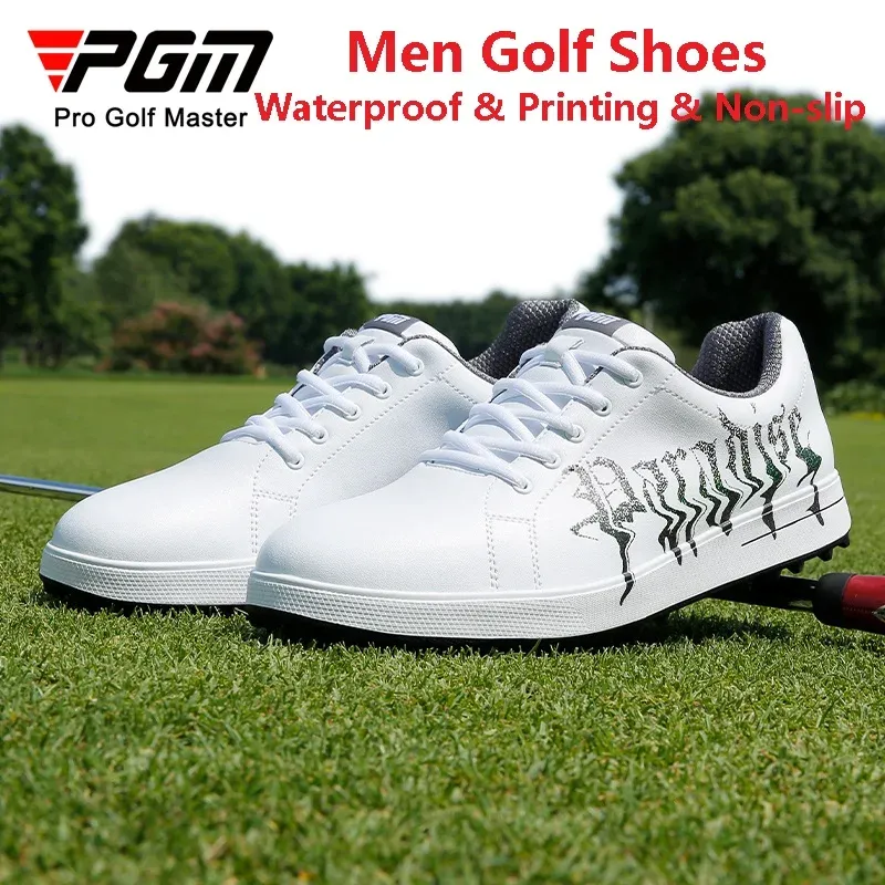 Schoenen pgm mannen afdrukken waterdichte golfschoenen mannelijke ademende skidproof atletische schoenen mannen lichtgewicht kantup training sneakers 3945