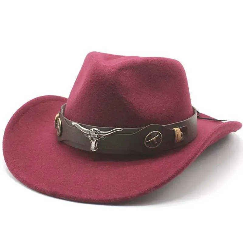 Brede rand hoeden emmer hoeden unisex buitenste wijn rode binnenkant tan jazz fedoras man hoed cowboy hoed tauren riem spoed mannen vrouwen brede panama trilby caps herfst y240425