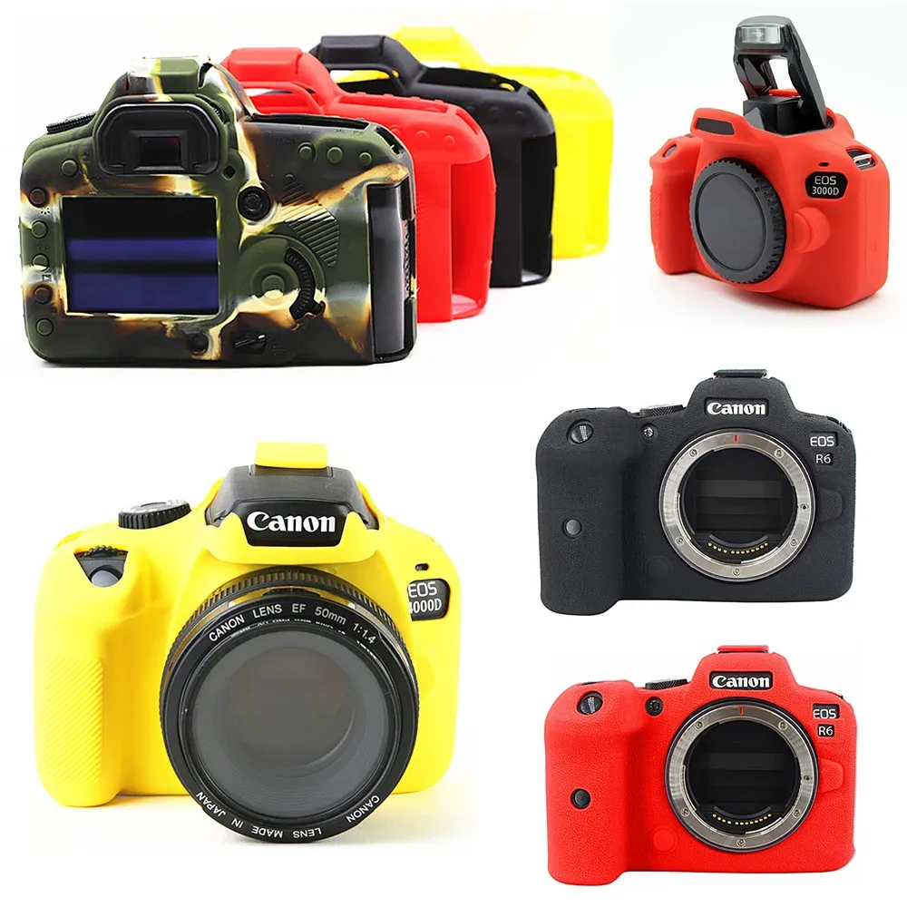 Bags Silicone Skin Case Cover DSLR Camera Bag For Canon EOS R8 R10 R6 R7 M50 90D 60D 800D 1300D 6D2 5D 6D Mark II 5DII 5D2 T7i T6 T8i