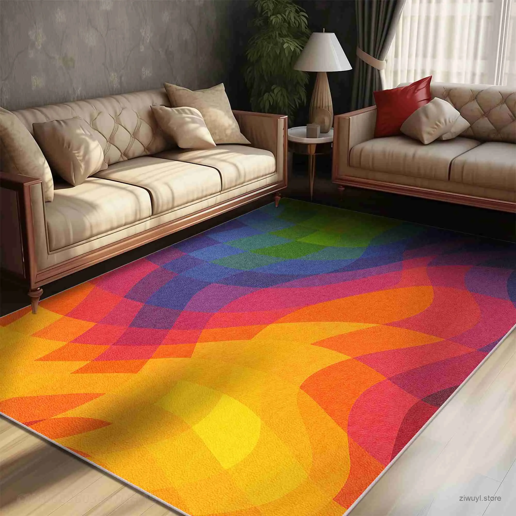 Carpets Bloc de couleur colorée tapis torsion artistique de salon créatif décoration Carpets confortable.