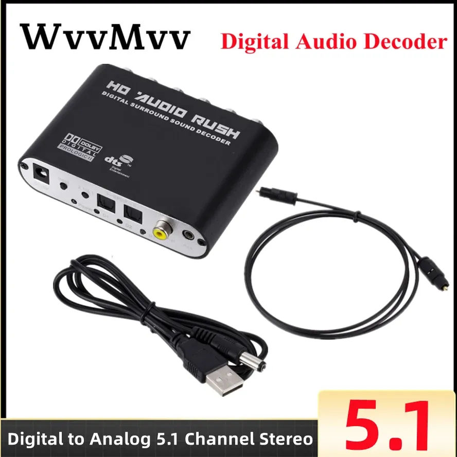 Converter AC3 Audio Digital a analógico 5.1 canal estéreo DAC Converter Optical SPDIF Coaxial Aux 3,5 mm a 6 RCA Sound Decoder amplificador