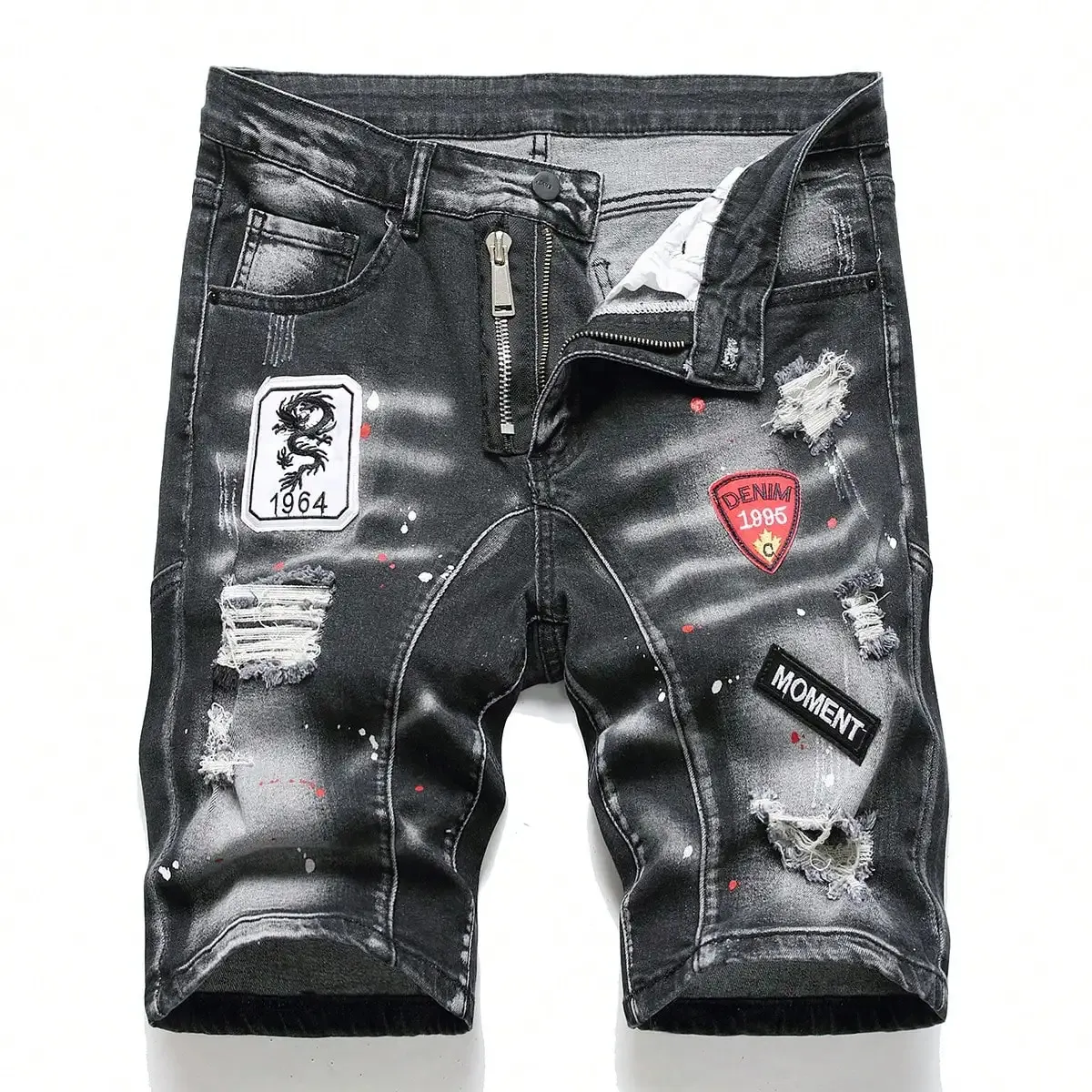 Modeheren scheurden korte jeans merk kleding Bermuda zomer katoen shorts ademende denim streetwear man 240417