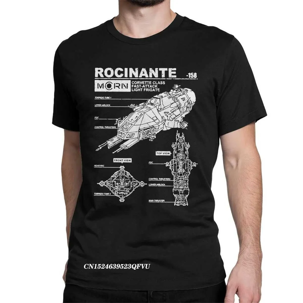 Men's T-Shirts Rocinante Specs The Expanse Mens Tops T Shirts Mcrn Fashion T Shirt Harajuku Manga T Shirt Pure Cotton Original Clothes T240425