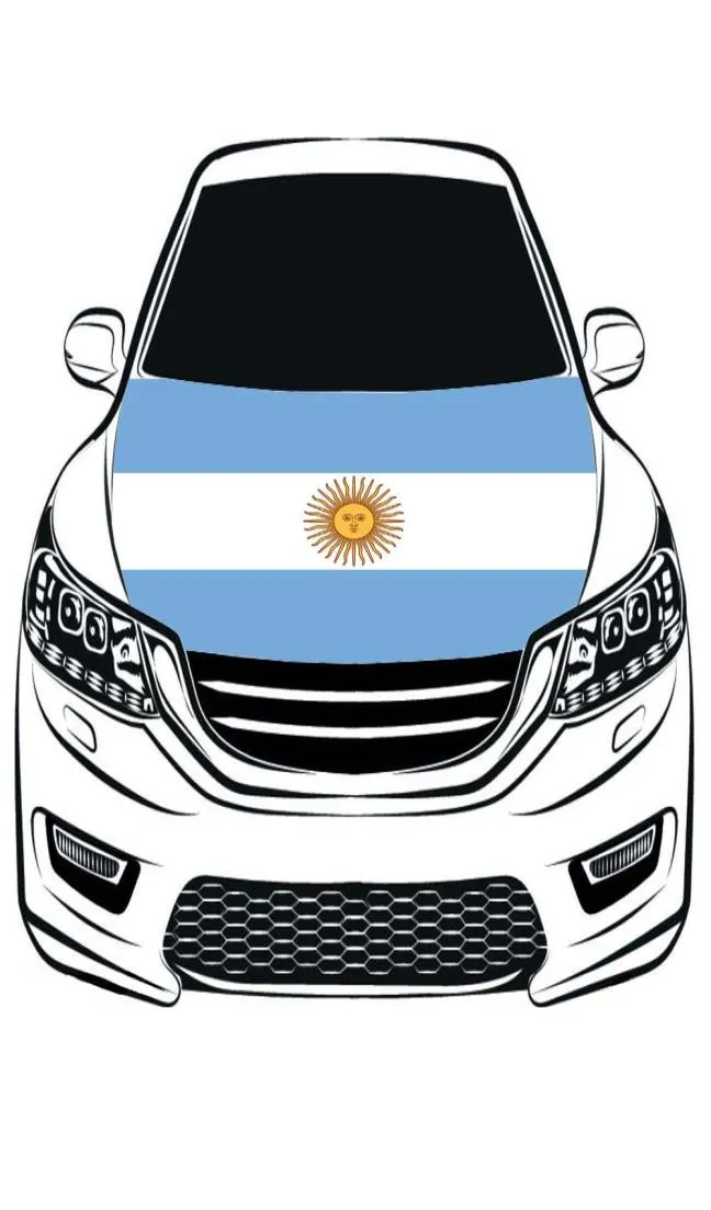 Argentine National Flag Car Hood Cover 33x5ft 100 PolyesterEngine Les tissus élastiques peuvent être lavés Bonnet Banner5106574