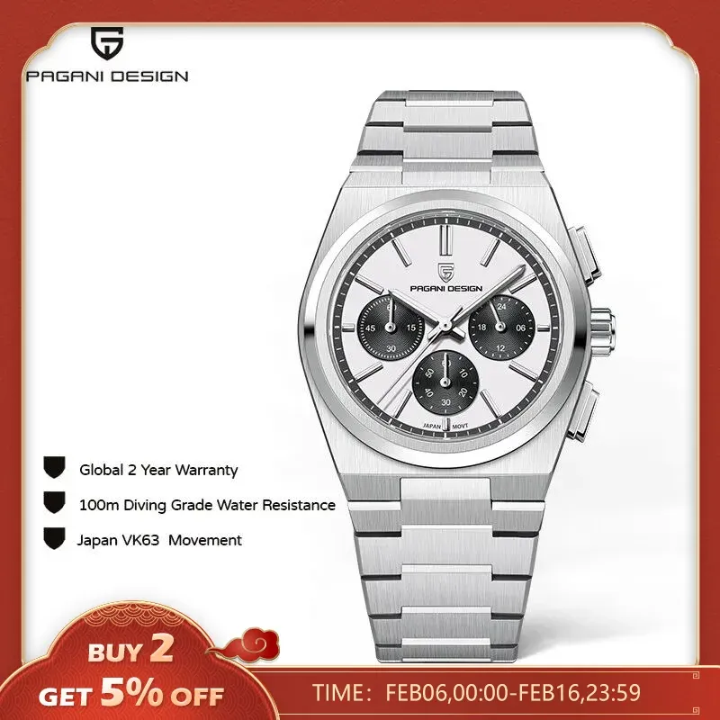 Montres Pagani Design 2023 Nouveaux hommes Montres Quartz Watchs Vk63 Mens Horloge Top Brand Luxury Watch Men Chronograph Watch for Men
