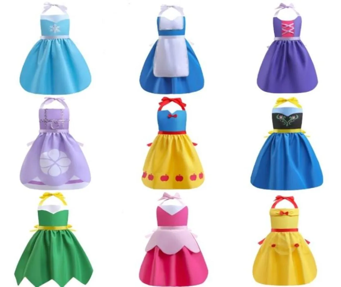 Tabliers Princesse Kids Pocket Craft Cooking Baking Art Painting Kitchen Dining Bib Children 10 Couleurs Jlllig78008372062547