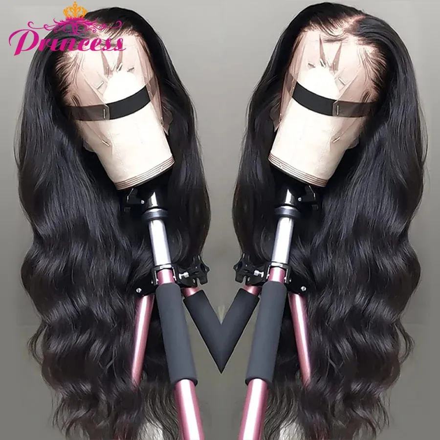 Princess Hair 13x6 HD transparante kant voorkant menselijk haarpruiken voor vrouwen 13x4 Braziliaanse lichaamsgolf kanten frontale pruik met babyhaar 240417