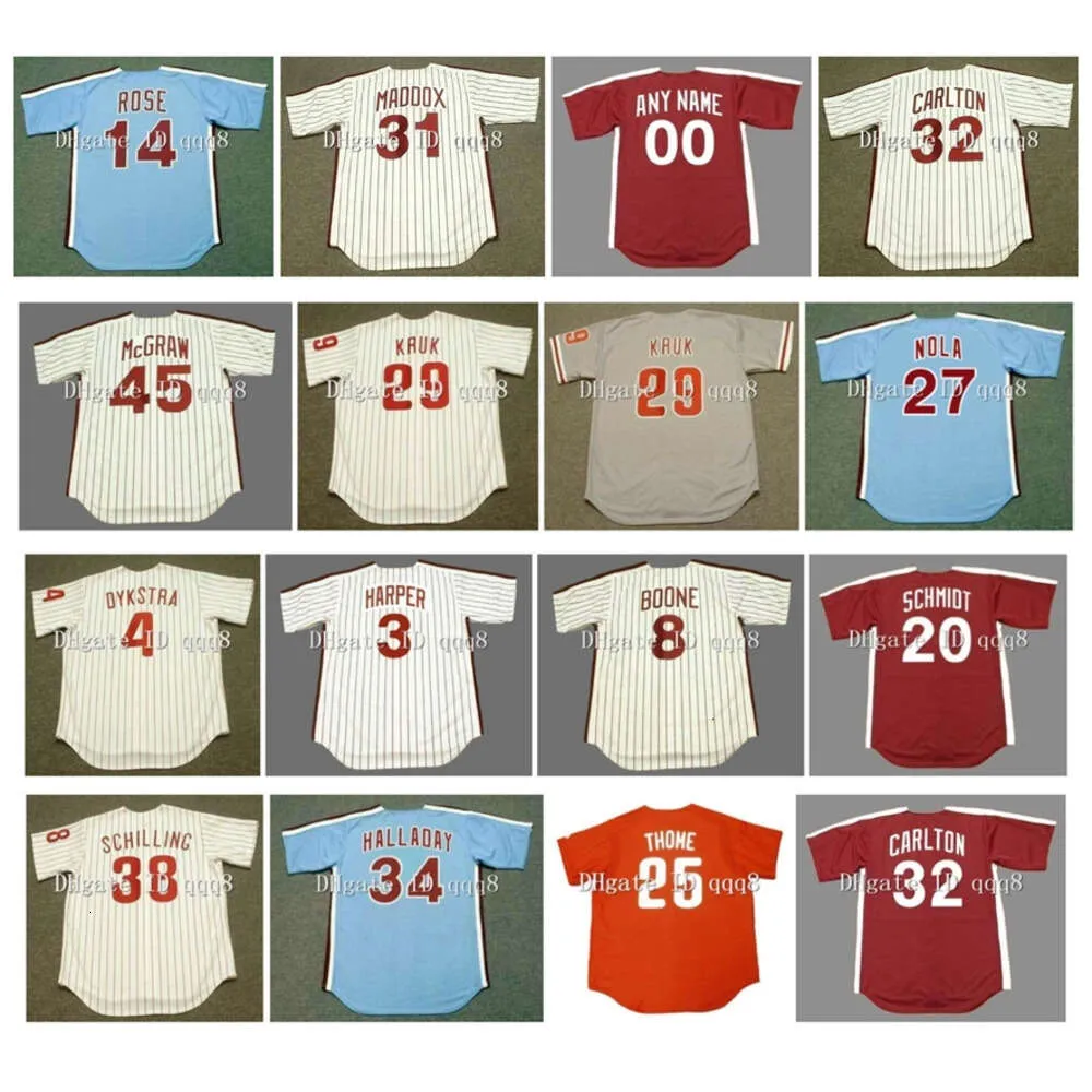 Kob Vintage PETE ROSE Jerseys JUAN SAMUEL Steve Carlton JOHN KRUK DARREN DAULTON ROY HALLADAY TUG McGRAW CHASE UTLEY BOB UECKER AARON NOLA