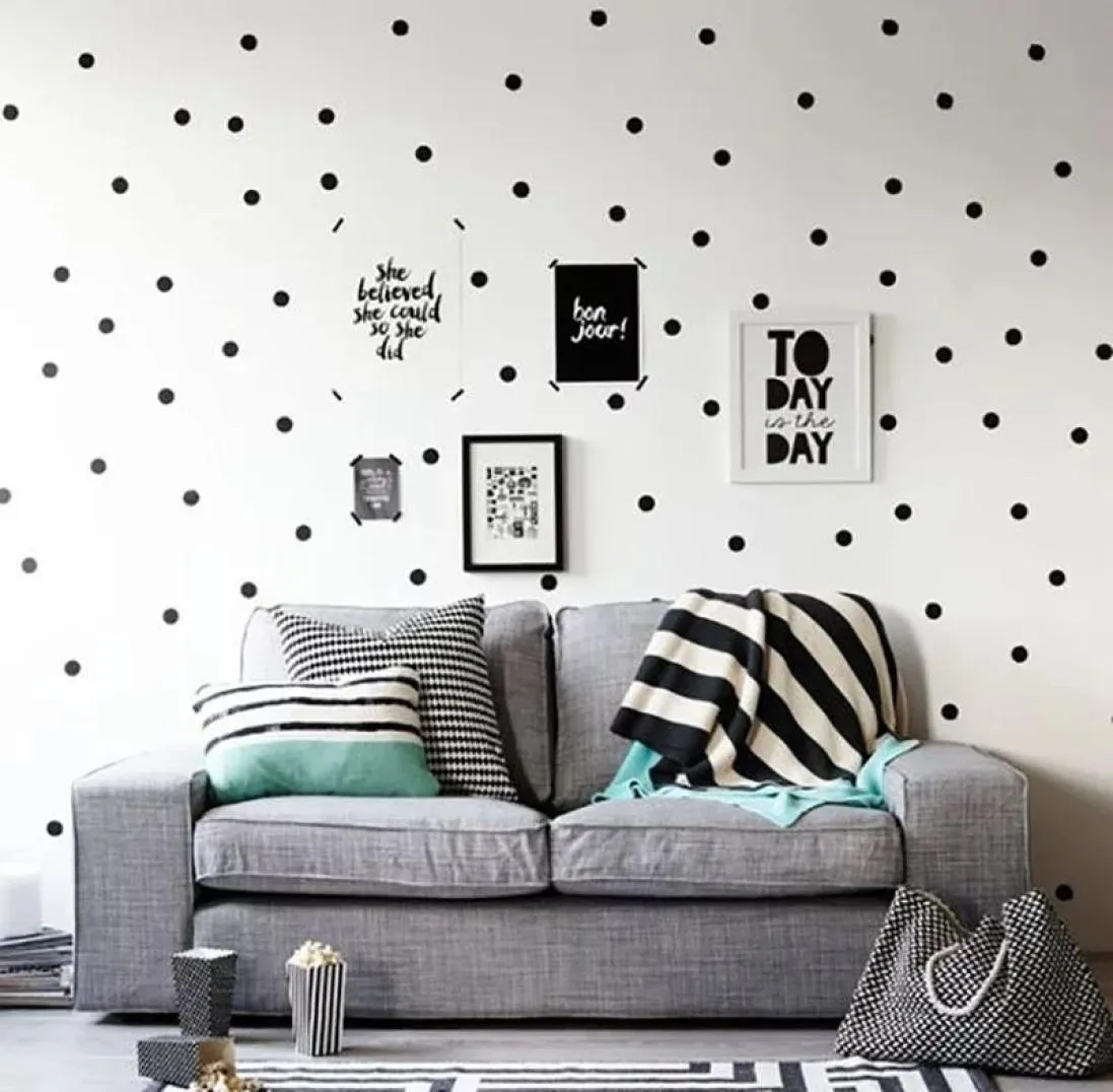 Black Polka Dots Wall Stickers Cercles Diy Stickers For Kids Room Baby Nursery Room Decoration PEEL PEEL-STICK WALL DESCORS 1891992