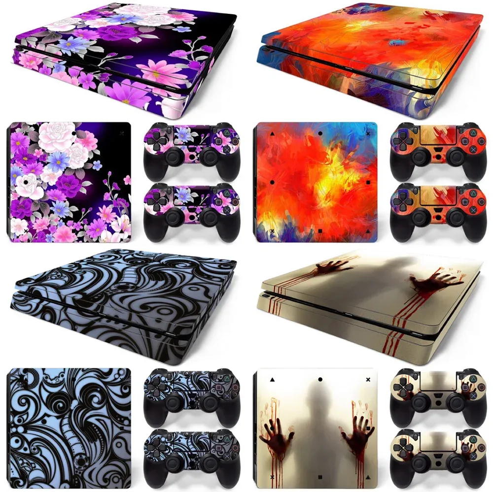 Autocollants pour la console et les contrôleurs Slim Console PS4 pour autocollant PS4 Slim Skin pour autocollant en vinyle Slim PS4