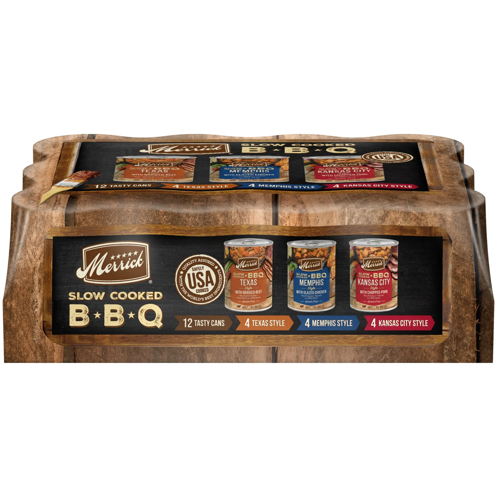 Merrick BBQ Slow Cooked Wet Dog Food Variety Pack, 12.7 oz, 12 Count ...