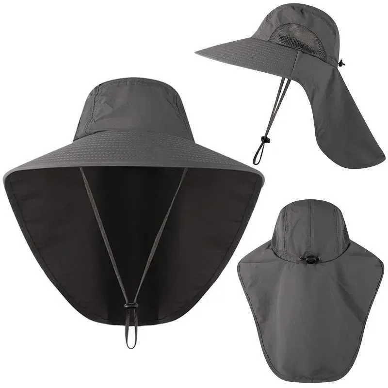 Sombreros Bucket sombreros al aire libre Sports Jungle Servicio de viaje sombrero de pesca Gorro ancho de cubo con techo con tapa de cuello secado rápido para hombre pescador de protección solar 240424