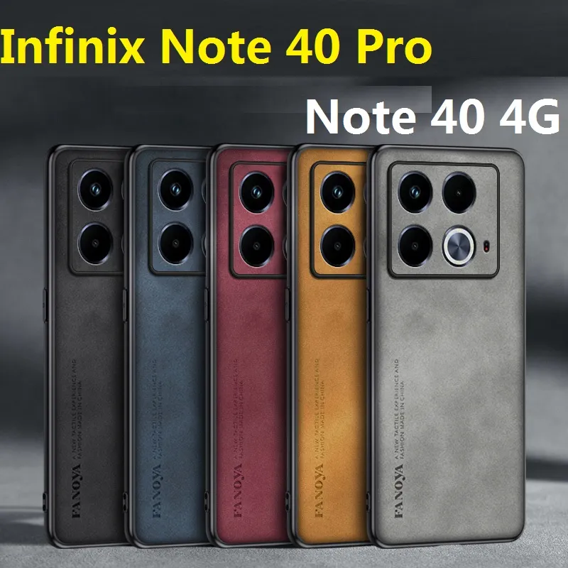 Matt läder för Infinix Hot 40i Note 40 Pro Plus Tecno Spark Go 20 20C Pop 8 Smart Case Slim Hard Back Protection Cover