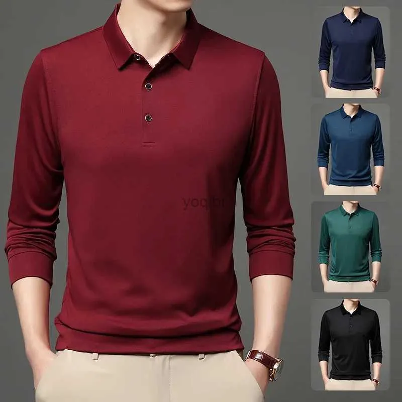 Männer polos 5-Farben Herren Solid Color Casual Mode Langarm POLO T-Shirtl2425