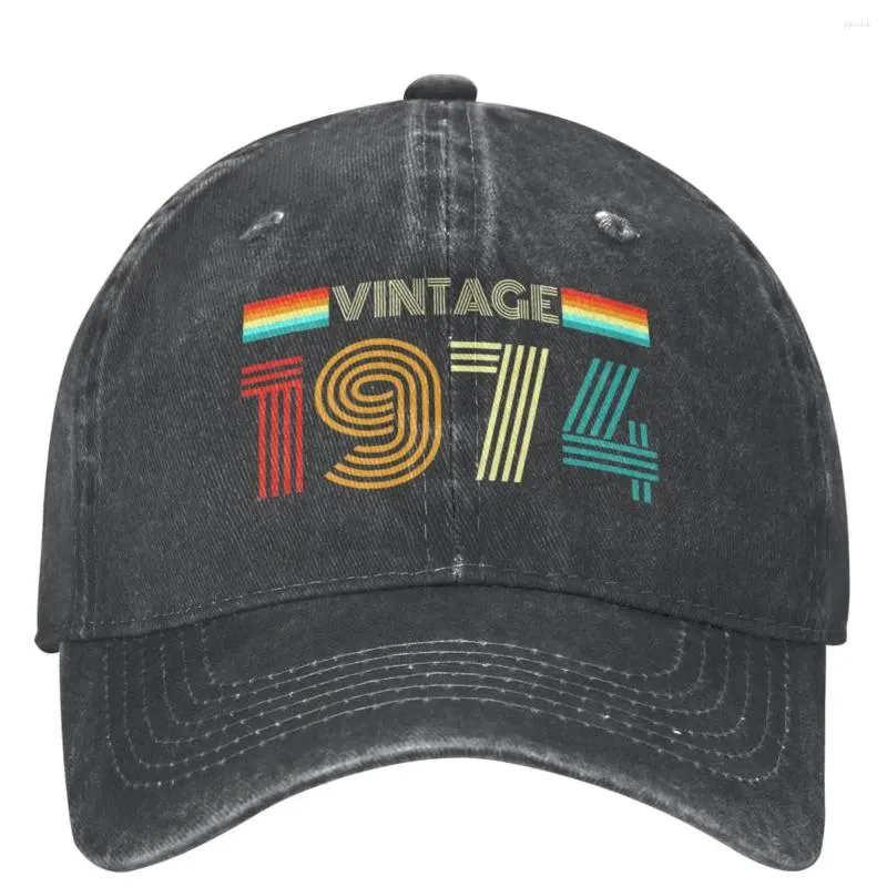 ボールキャップユニセックス50歳の誕生日ヴィンテージ1974年プリント野球レトロな苦しみ洗浄50人目のギフトお父さん帽子調整