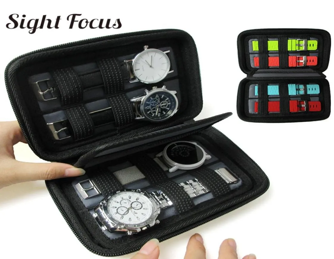 Black Hard Shell 4 Slot Watch Box Organizer Waterproof Travel Watch Storage Zipper Case Portable Strap Band Organizer Bag5971620