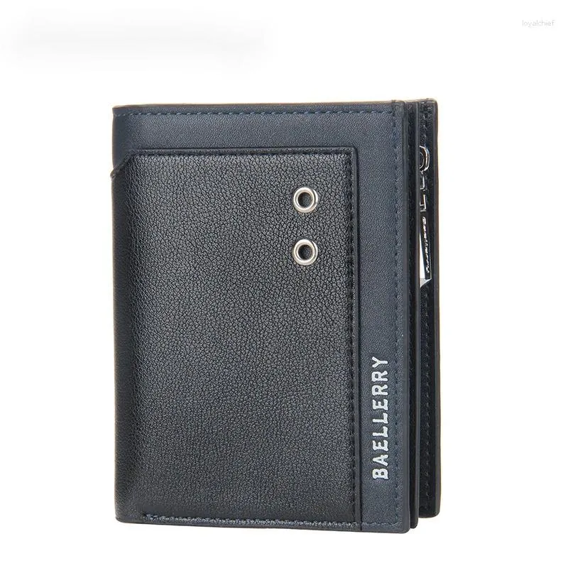 Plånböcker män plånbok pu läder kort korthållare handväska företag spänne blixtlås man