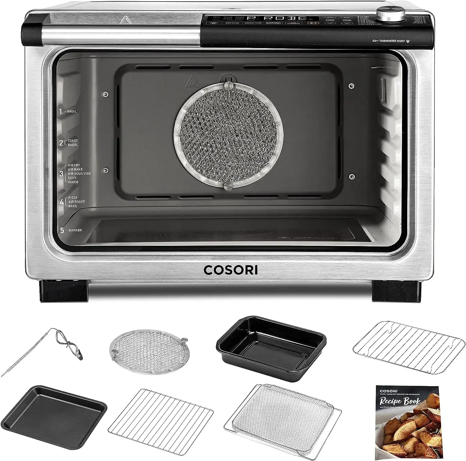 Ovens cosori 13in1 26quart frigorifero in ceramica frigorifero combo da forno, elementi di riscaldamento piatto per una facile pulizia, bruciatore innovativo