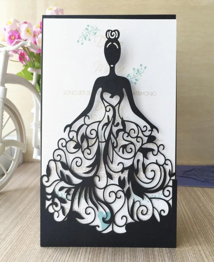 50pcsレーザーカット結婚式の招待状カードInvitaciones de Boda convite de Casamento Wedding Invitation Cards Princess Design3277206