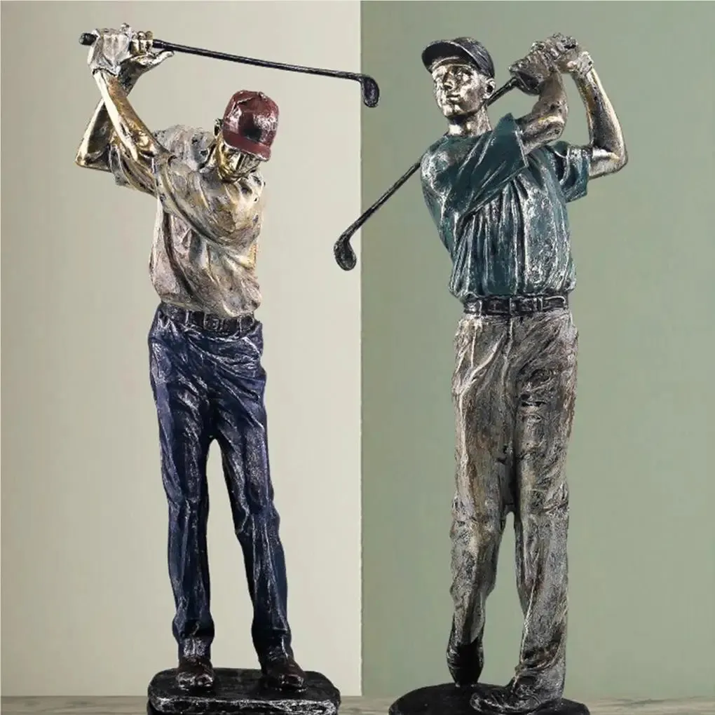 Golf Figure Statue Resin Vintage Golfer Figurines Home Office