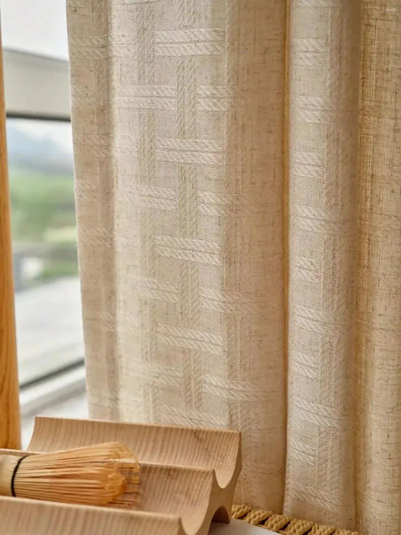 Rideau de texture crème tissée de style japonais fenêtre harajuku