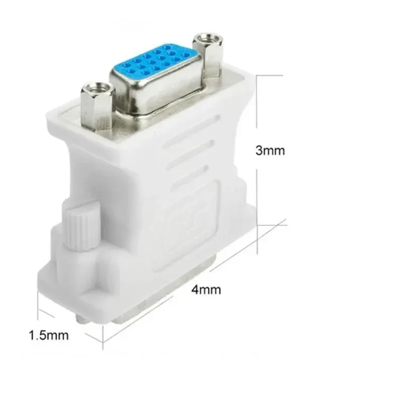 Connector Monitor de computador VÍDEO VÍDEO DE PLÁSTICO BRANCO DVI durável 24+1 para VGA Feminino Feminino Adaptador de conversor multiuso Mini adaptadores