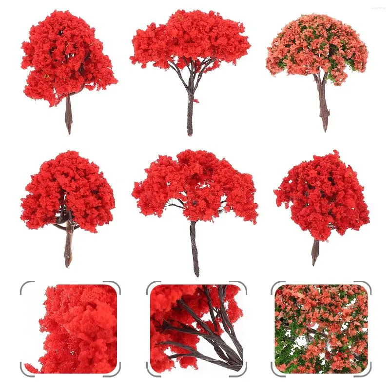 Fleurs décoratives 6pcs Modèles mixtes Arbres Ornement Miniature Flower Pot Bonsai Craft Paysage DIY (Modèle)