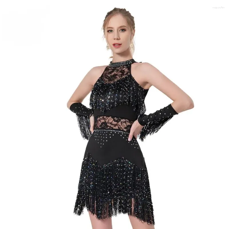 Abbigliamento da ballo abito da ballo femminile Rhinestone paillettes Flapper Party Latin Salsa Ballroom Dancing