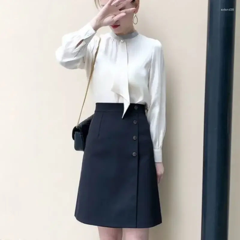 Skirts Zipper A- Line Solid Color Woman Faldas Jupe