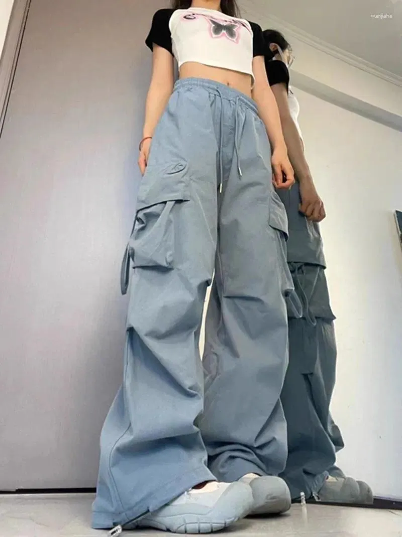 Calça feminina Hip Hop Y2K Grunge Cargo para mulheres YK2 Streetwear Loose Casual Troushers American High Cídica Big Bolsets Fashion Lady