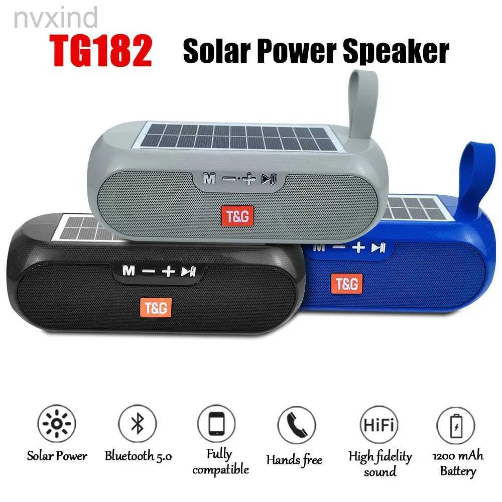 Taşınabilir Hoparlörler Güneş Gücü TG182 Bluetooth Hoparlör Taşınabilir TWS Kablosuz Sub-Woofer Dış Bas Sütunu HIFI Stereo FM Aux TF USB Müzik Çalar D240425