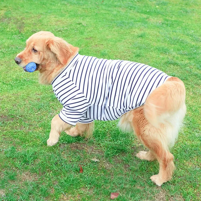 Dog T-shirt Summer Cool Vest Striped Breathable Clothes Cotton for Medium Large Dogs Shirt Pet Supplies 240423