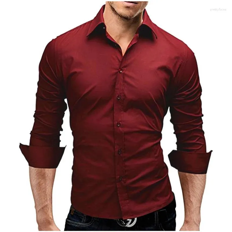 Men's Casual Shirts Men Shirt 2024 Spring Brand Business Slim Fit Dress Male Long Sleeves Solid Color Camisa Masculina 4XL