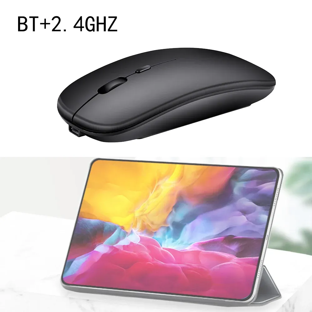 Ratos mouse sem fio mouse silencioso recarregável ergonomic dualmode mausar 1600dpi com mouse de retroiluminamento de LED RGB para ipad xaiomi mi pad 5 tablet