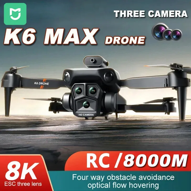 Drohnen Mijia K6 Max Drohne 8K GPS Professional drei Kameras Weitwinkel Optischer Fluss 4way Hindernis Vermeidung Quadcopter Aerocraft -Spielzeug