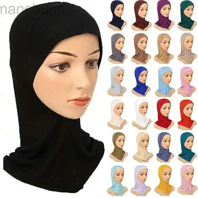 Hijabs turban caps för kvinnor muslimska underscarf modal hijab inre kepsar stretchy full täckning sjal mössa full nack täckning d240425