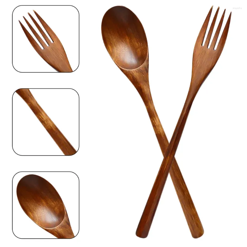 Forks Japanese-style Wooden Fork And Spoon Flatware Salad Serving Utensil Convenient Cake