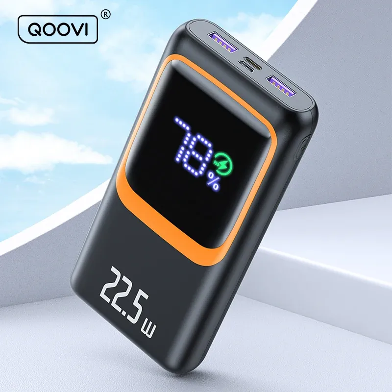 Банк Qoovi Power Bank 20000 мАч. Внешняя крупная батарея PD 22,5 Вт быстрая зарядка переносного зарядного устройства Powerbank для iPhone Xiaomi