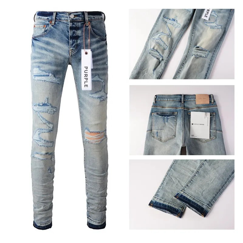 Jeans Purple Jeans Designer Jeans para hombres Jeans Senderismo Pantelante Racped Hop Hop High Street Fashion Pants Jeans apilados Jeans Skinny Patch Jeans Rasfed Jeans Black Jeans