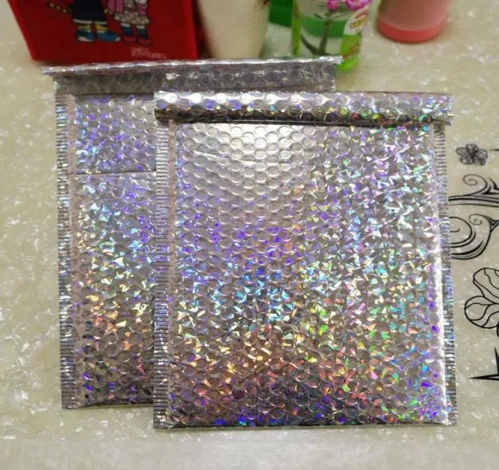 15x13cm23x30cm duży sliver Laser Laser Glitter Metallic Bubble Mailer Torka prezentowa Aluminiowa Folia Uszczelki bąbelkowe Prezent 9292531