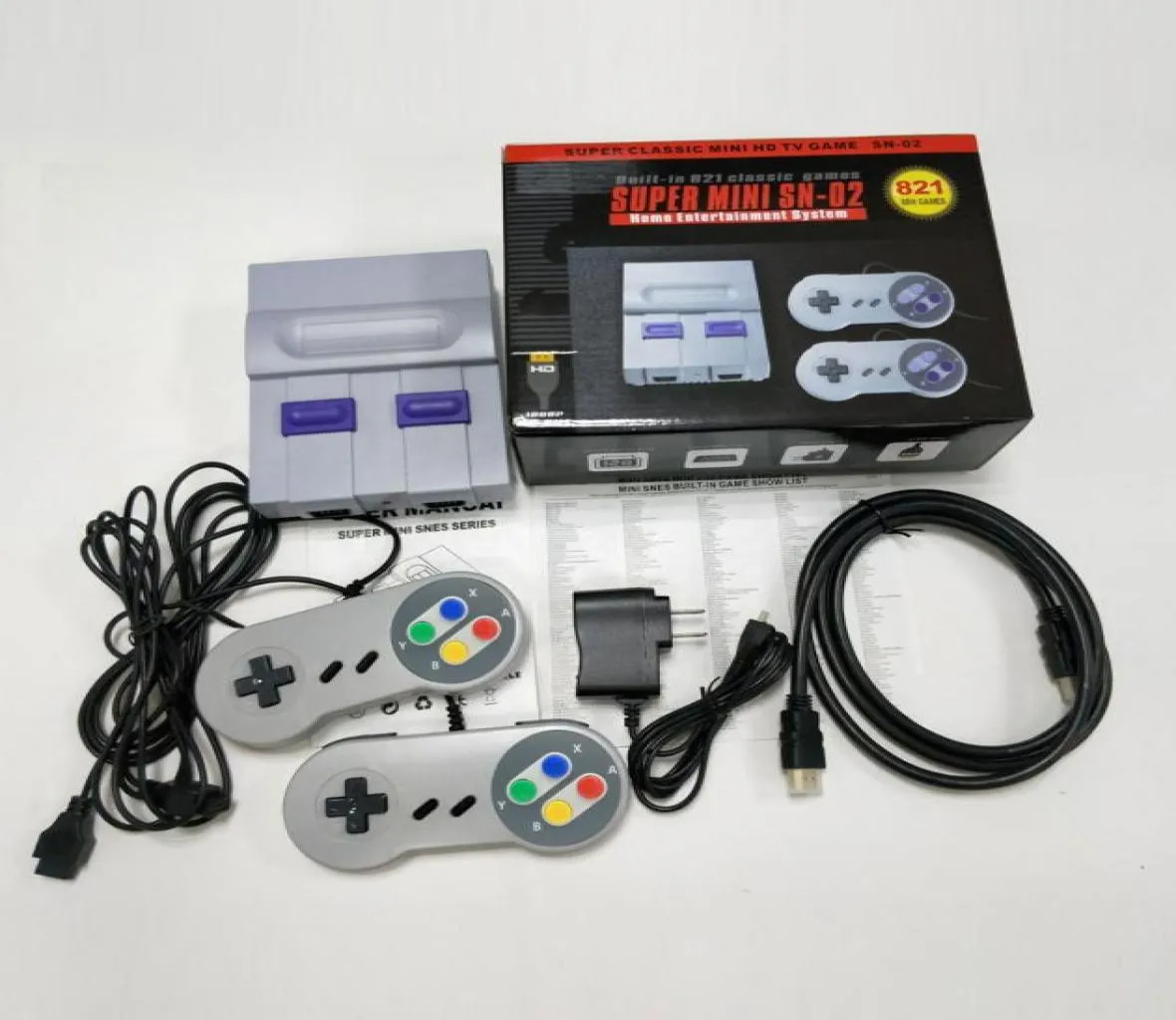 Portabla spelspelare Super HD Output SNES Retro Classic Handheld Video Player TV Super Mini Console med Dual Gamepad 821 SN 024718575