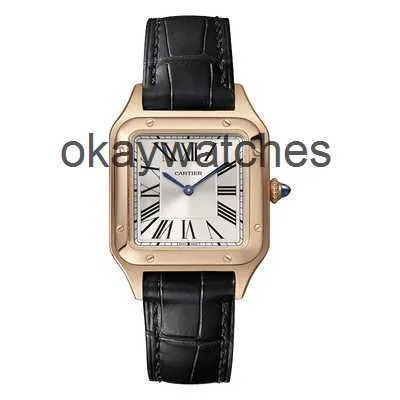 Cadrans travaillant automatiques montres Carter Watch Womens Sandoz Series carré 18K Rose Gold Stone English Movement Nouveau