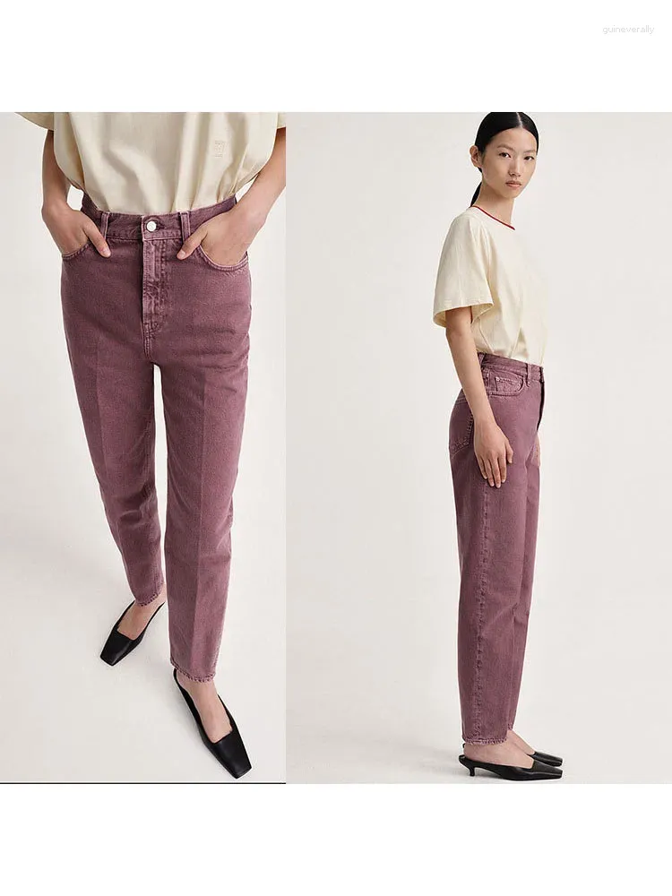 Jeans femminile 2024 Lavata in cotone rosso design a metà vita