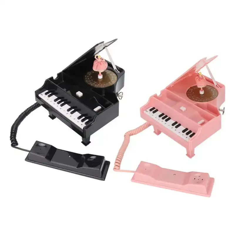 Accessories Corded Telephone Piano Style HD Call Wired Landline Phone with Music Box Function Music Box Phone Desktop Phone