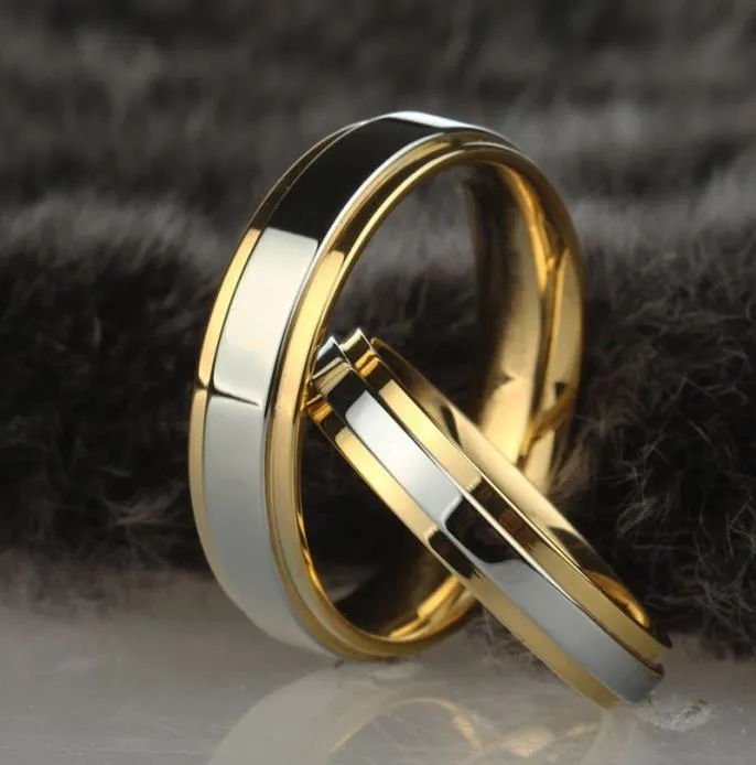 Stainless steel Wedding Ring Silver Gold Color Simple Design Couple Alliance Ring 4mm 6mm Width Band Ring for Women and Men5576090