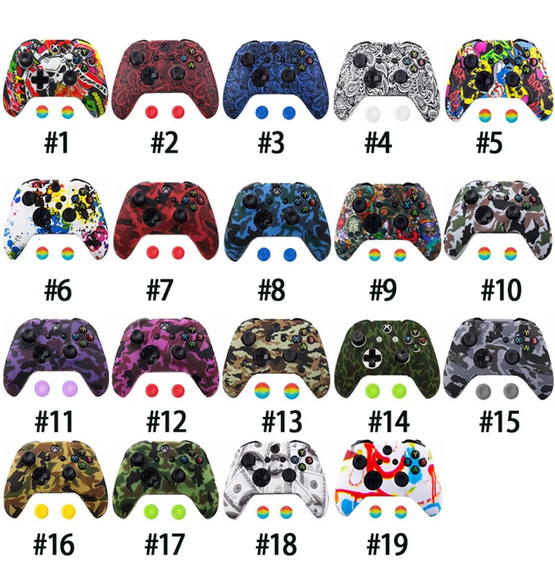 Nouveau Caps de poignées de camouflage en silicone de protection en silicone pour la poignée de pouce de protecteur Xbox One Contrôleur Caps6410320