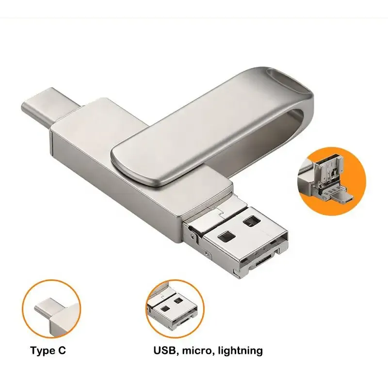 Drives 3 dans 1 OTG USB Lightning MicrousB 3.0 Drives Flash pour l'iphone téléphonique PENDRIVE PENDRIVE 64/128 GB DÉPIRES DE STOCKAGE EXTÉRIEURS