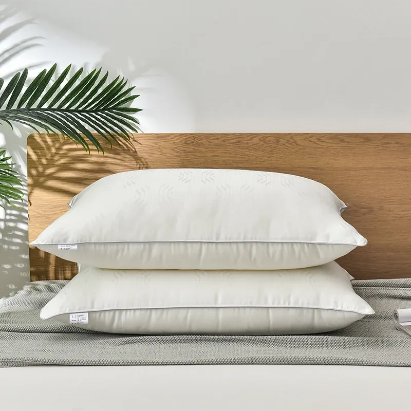 Set Mulberry Silk Kuddar för att sova 48*74 cm Natural Silk Filling Jacquard Anti Mite Soft Health Care Bedding Hotel Neck Pillows