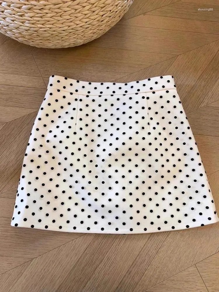 Skirts Fashion Simple Chic Pokal Dots Skirt Spring Summer High Waist A-Line Cozy Office Lady Clothes Korean Streetwear Design